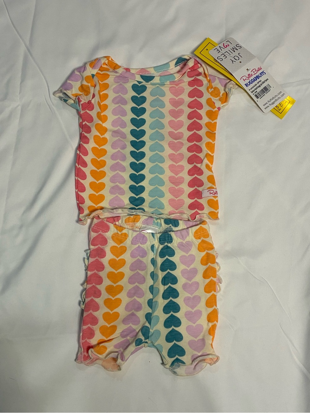 RuffleButts Joy Smiles Love Heart Pajama Set 0-3M NWT
